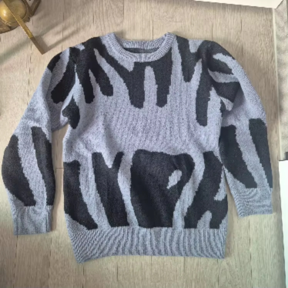 black and grey knit sweater